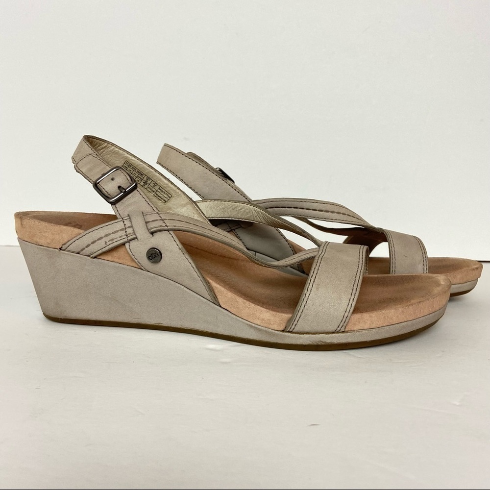 UGG Kenley Nubuck Suede Oyster Women’s Wedge Sandal Size 8